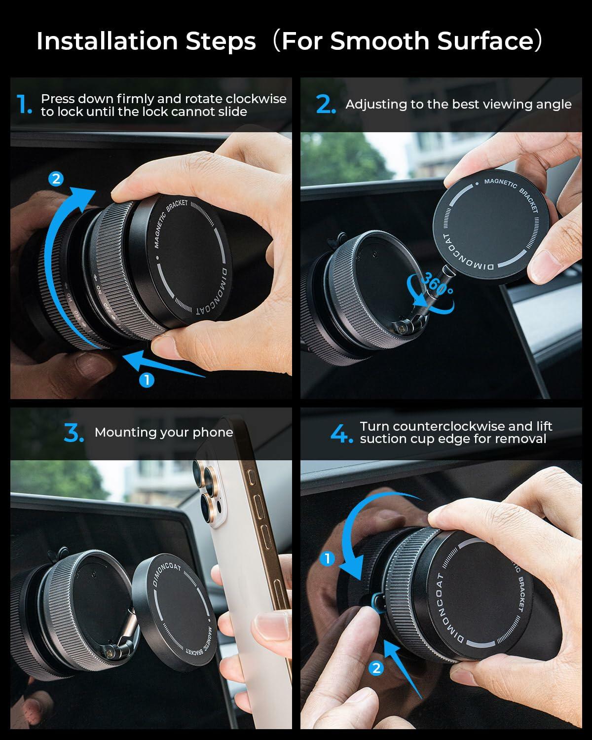 Vacuum Magnetic Phone Holder 360° Mount for MagSafe Strong Suction iPhone 15/16