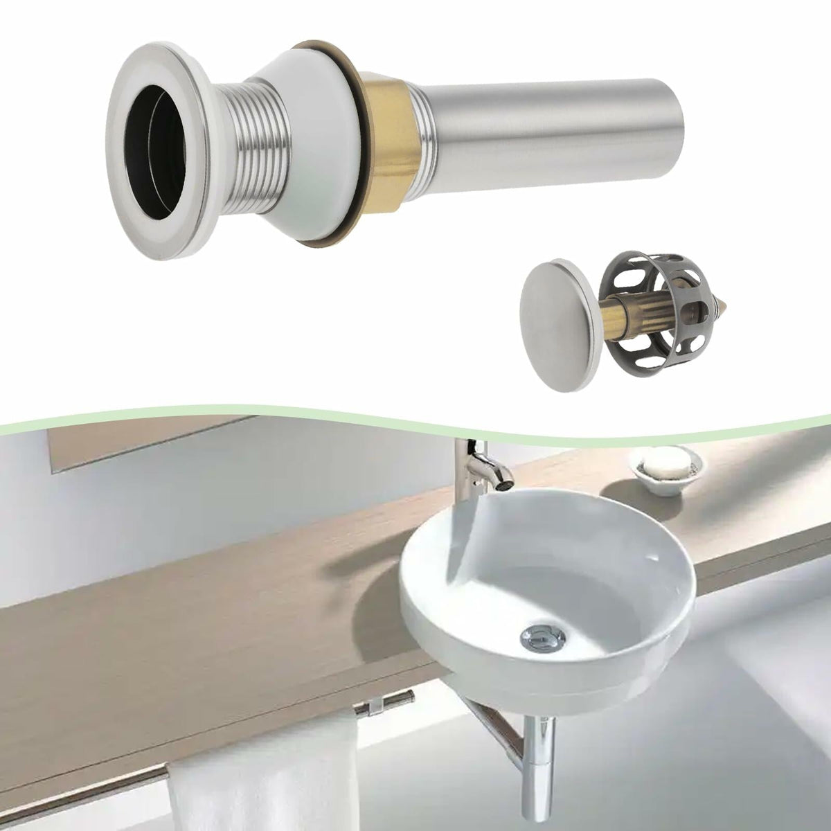 [Like New] SG Store Stainless Steel Sink Drain Plug 18x3cm for Non-Overflow Basin Kitchen