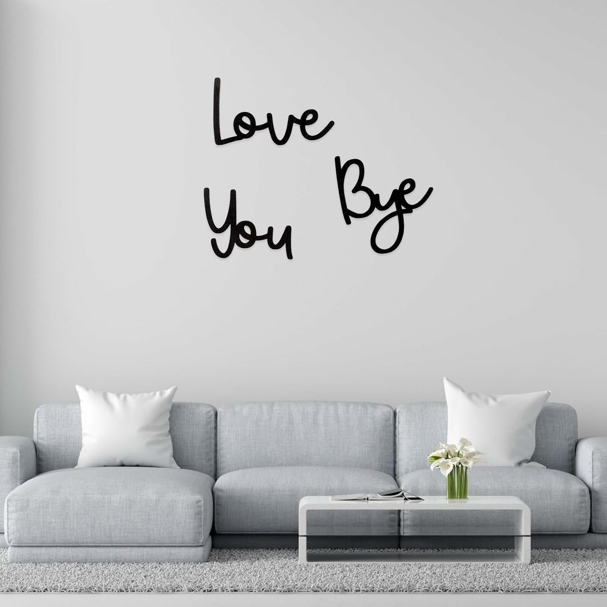 “Love You Bye” Wood Sign Wall Decor Rustic Farmhouse Entryway Plaque Black