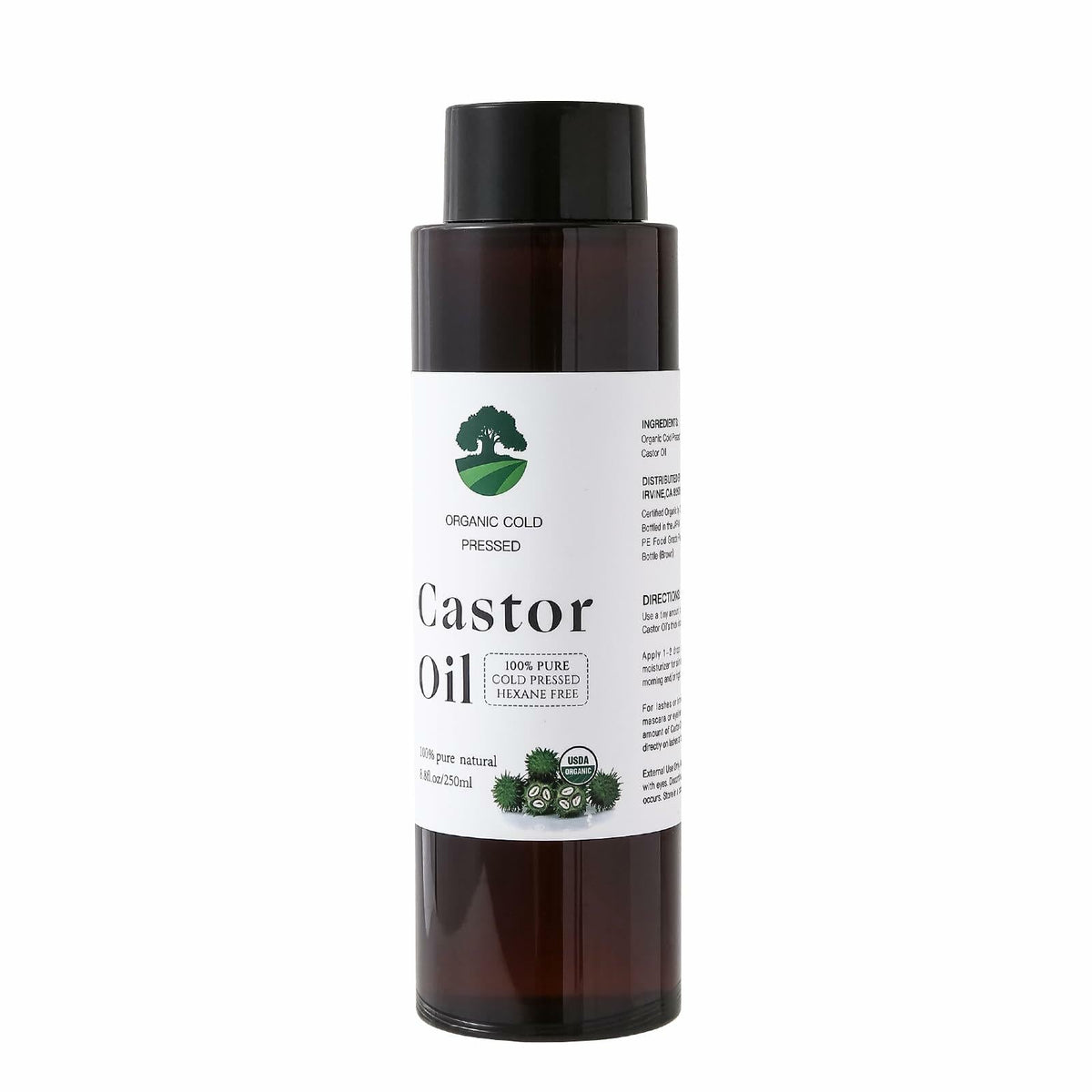 Fuuerds Organic Castor Oil Cold Pressed Unrefined Hair Skin Lashes 8.8oz