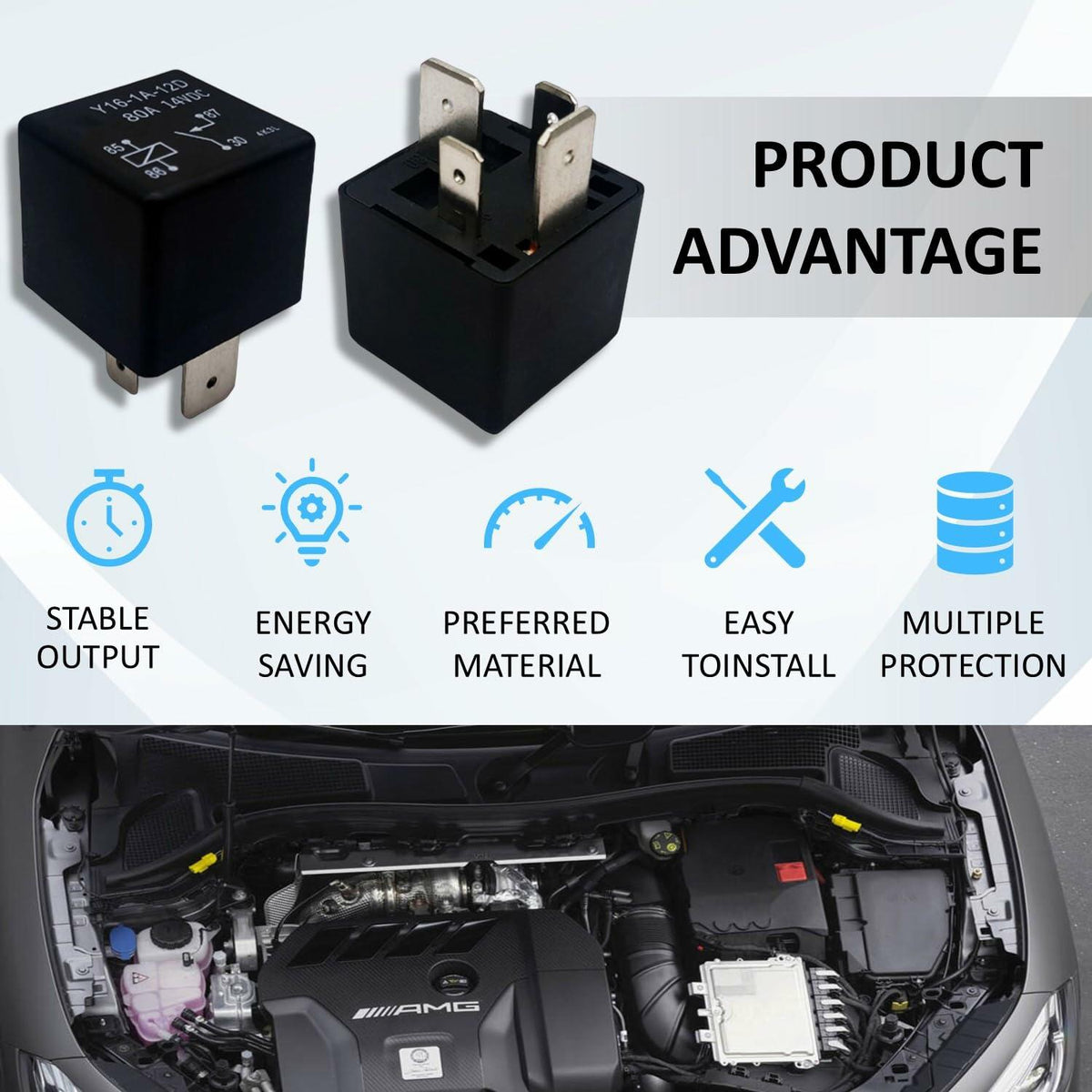 Alikkash Mini ISO Automotive Relay 90987-02025 12V 80A 4 PIN