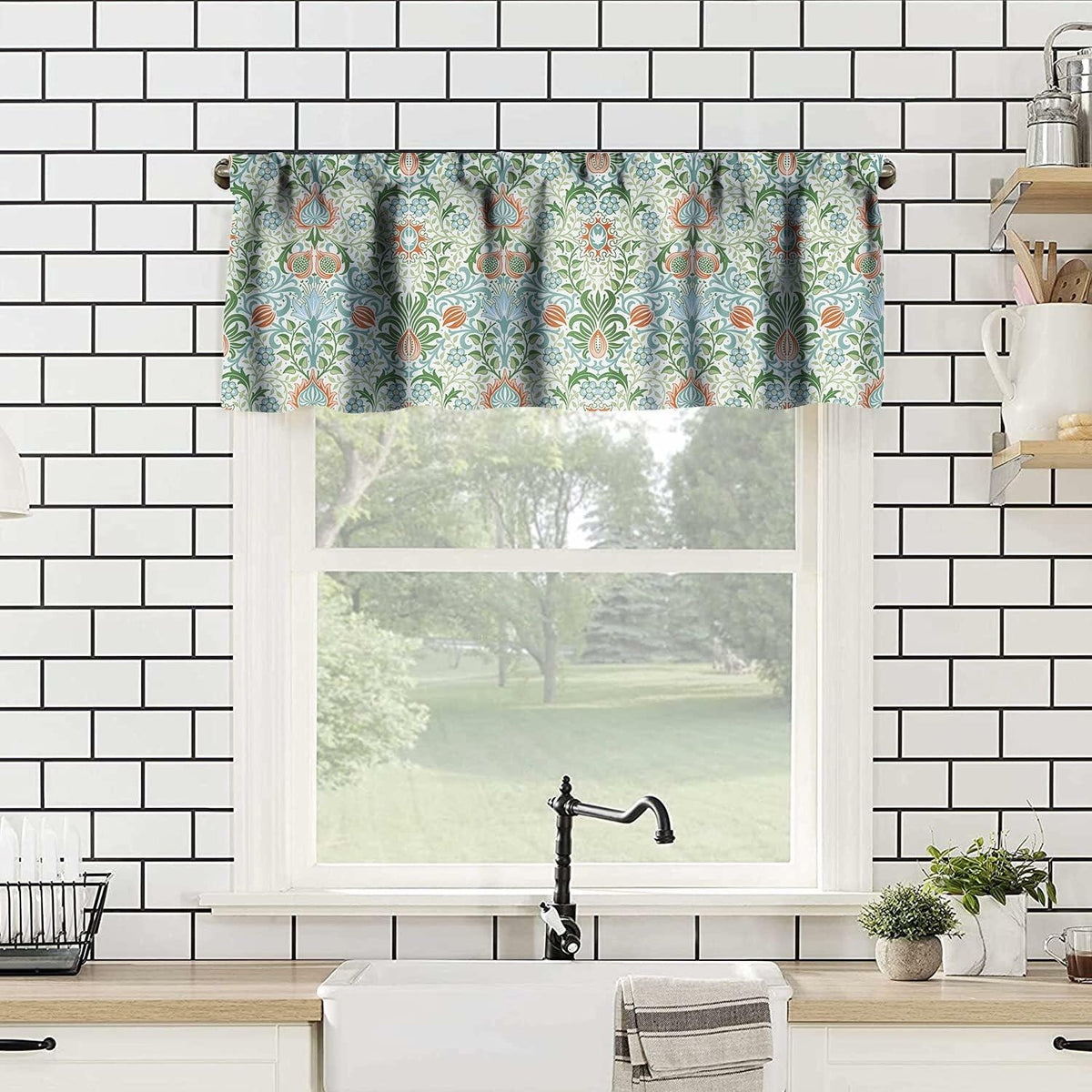 Focusbrite William Morris Floral Insulated Curtain Valance 54x18in 1 Panel