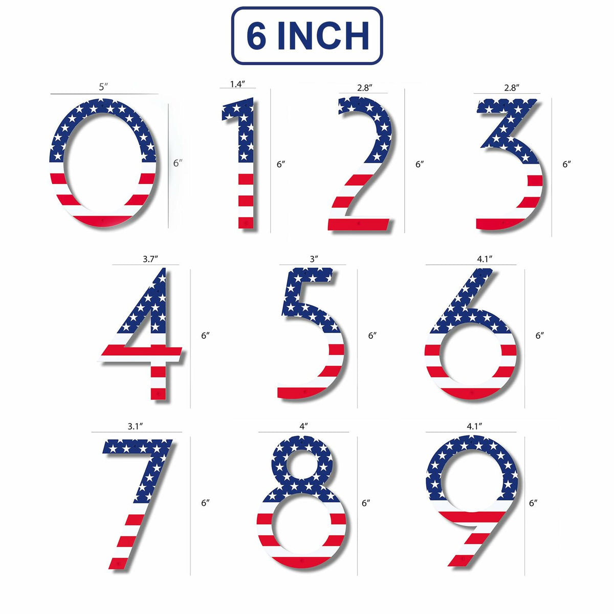 Metal House Number 8 with American Flag 6 Inch Rust-Proof Durable