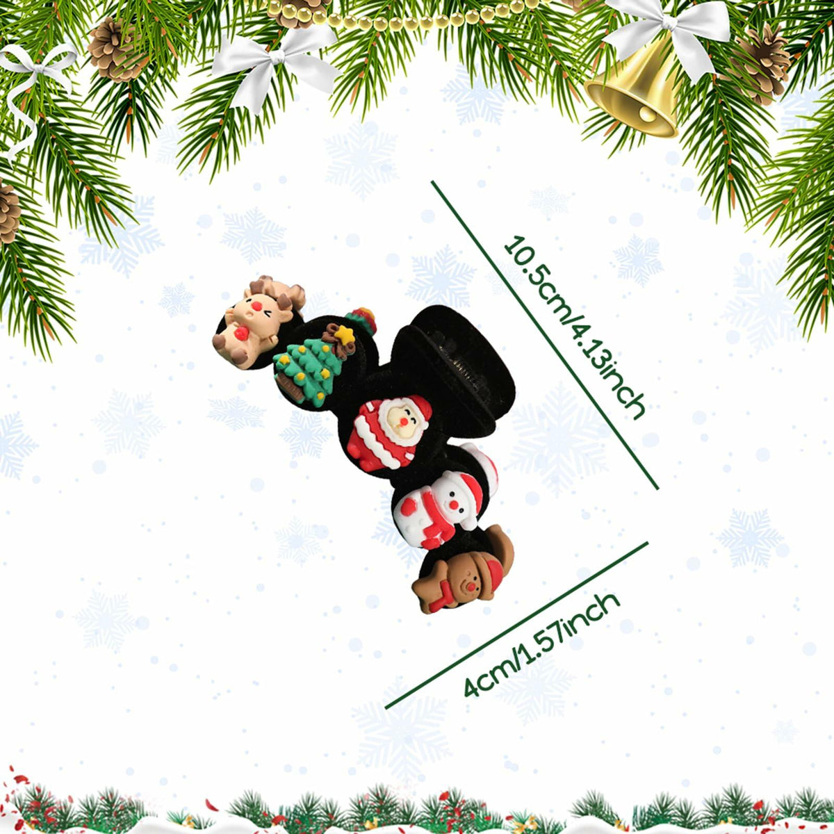 XEININVU Christmas Hair Claw Clip Velvet Large Santa Gingerbread 1Pc