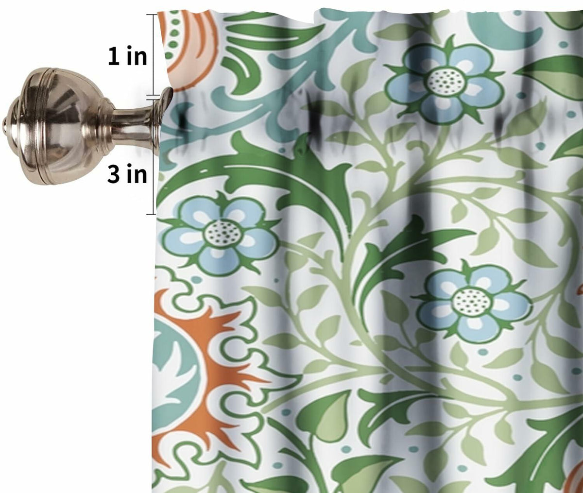 Focusbrite William Morris Floral Insulated Curtain Valance 54x18in 1 Panel