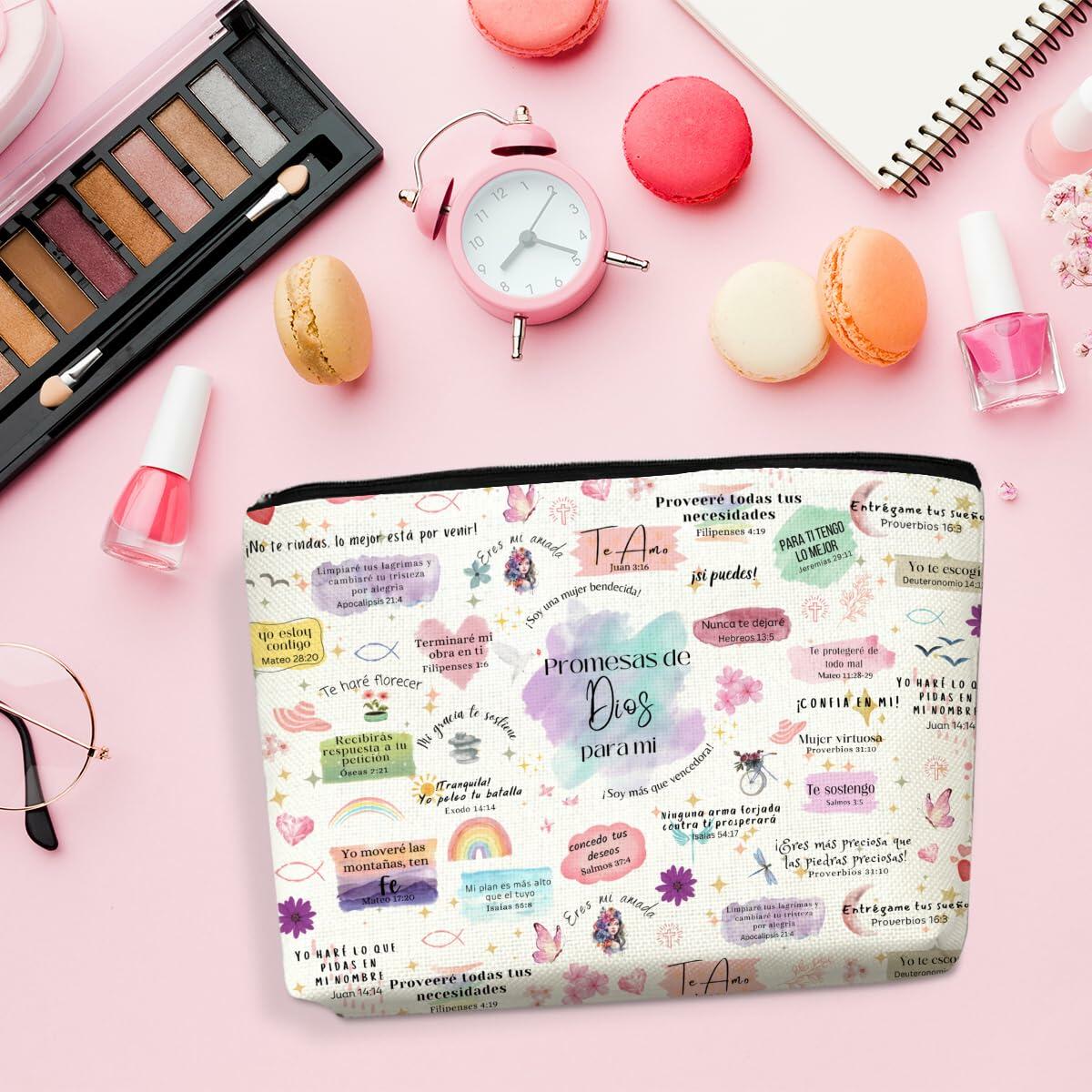 CVYW Christian Makeup Bag Bible Verse Promesas de Dios Para Mi 9.8x7.9x1.8