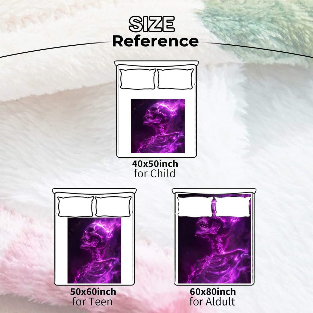 amepay Purple Skull Plush Flannel Throw Blanket 60x50 Inch