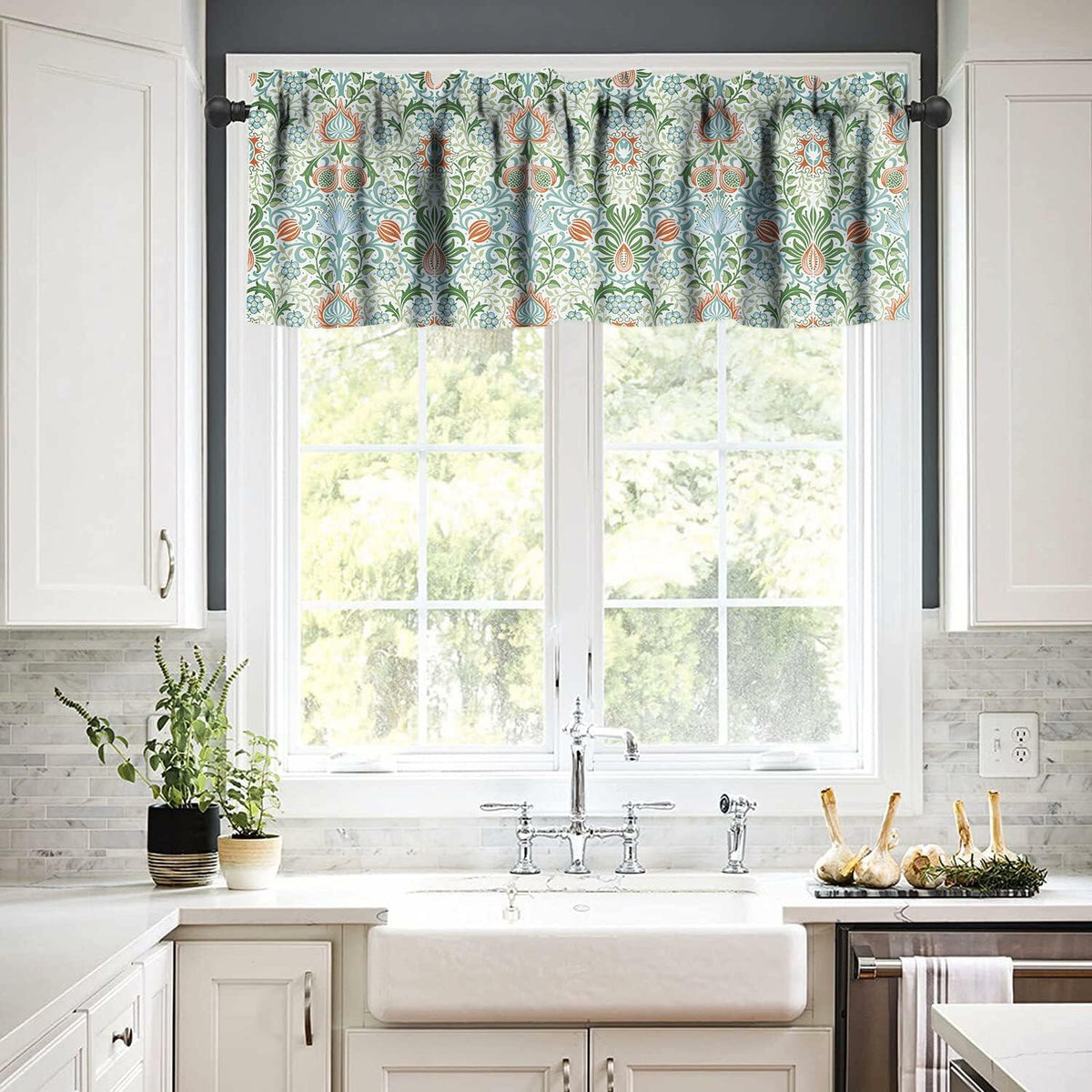 Focusbrite William Morris Floral Insulated Curtain Valance 54x18in 1 Panel