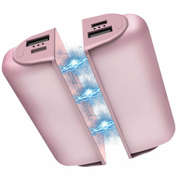 Rechargeable Hand Warmers 2 Pack 10000mAh Magnetic 3-Level Pink Power Bank