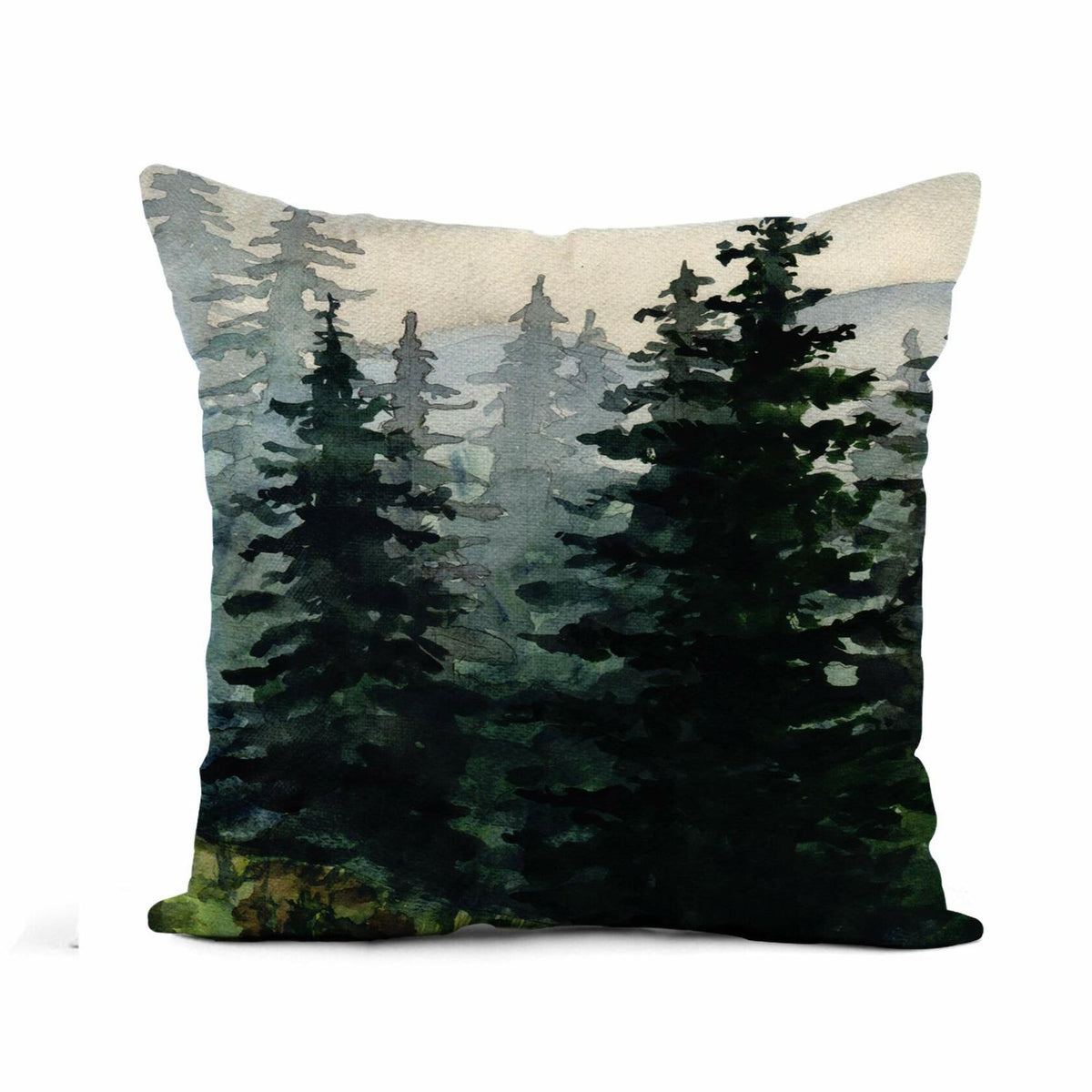Awowee Flax Throw Pillow Cover Blue Winter Landscape 16x16 Cotton Linen