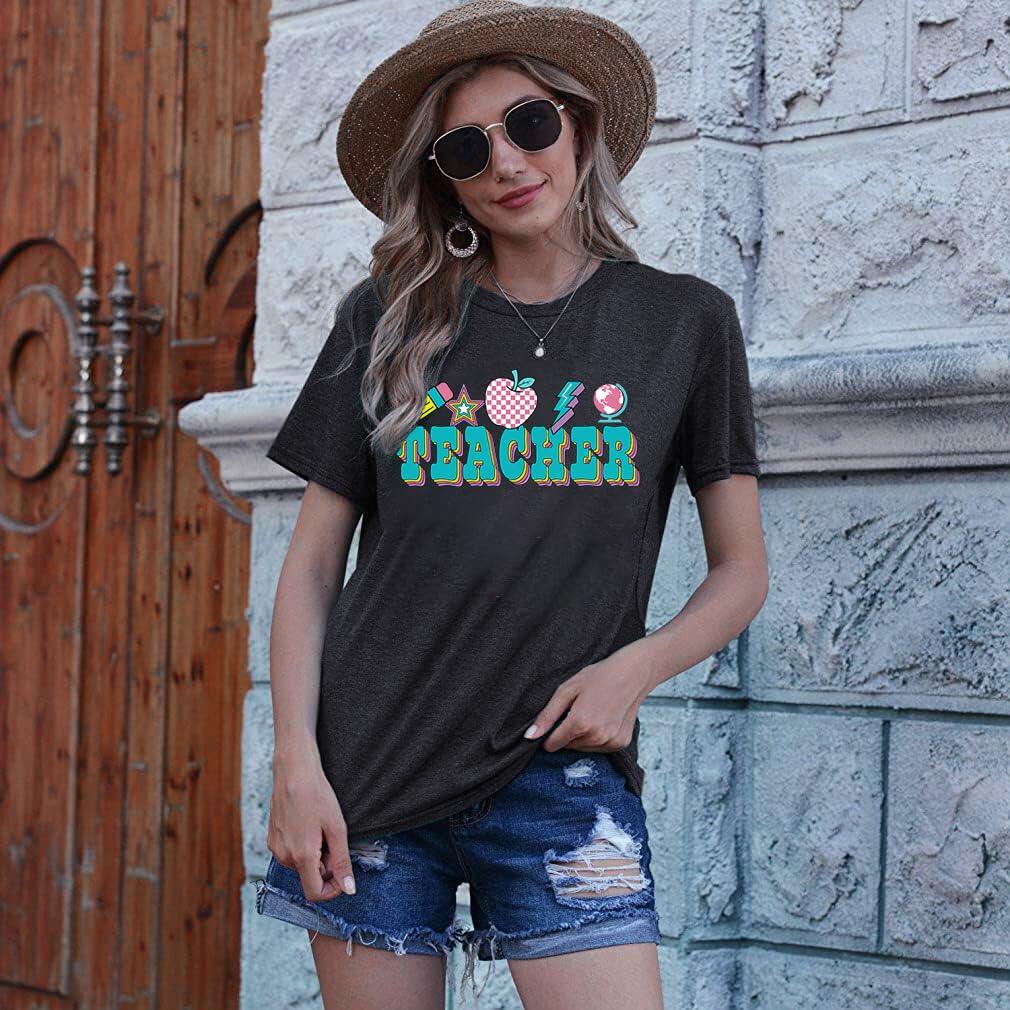 CHULIANSWEET Teacher Shirt Women Teach Kindness Graphic Tee DarkGrey2 Size XL