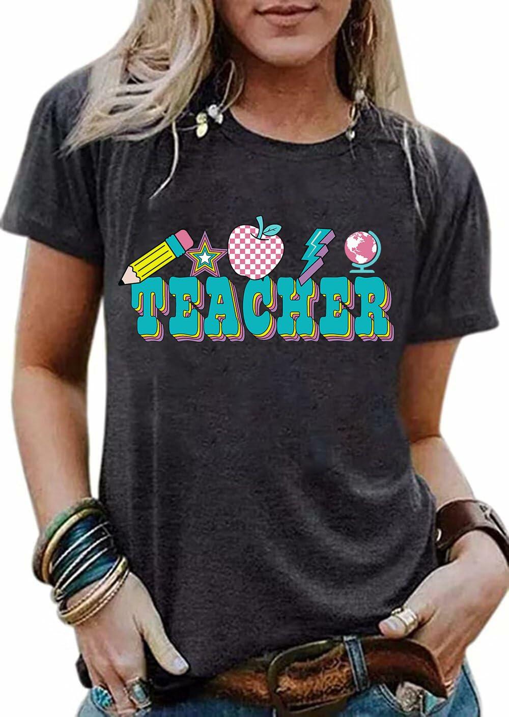 CHULIANSWEET Teacher Shirt Women Teach Kindness Graphic Tee DarkGrey2 Size XL