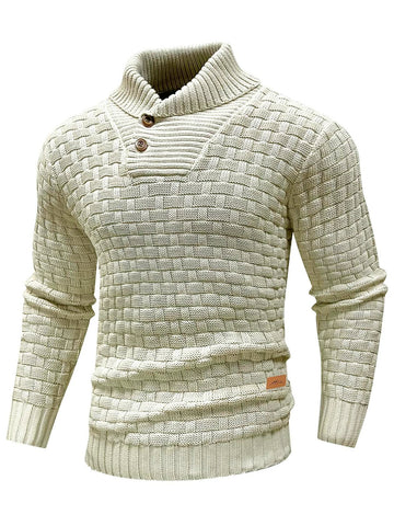 Arcciit Mens Pullover Shawl Collar Cable Knit Sweater Khaki Size 3X-Large