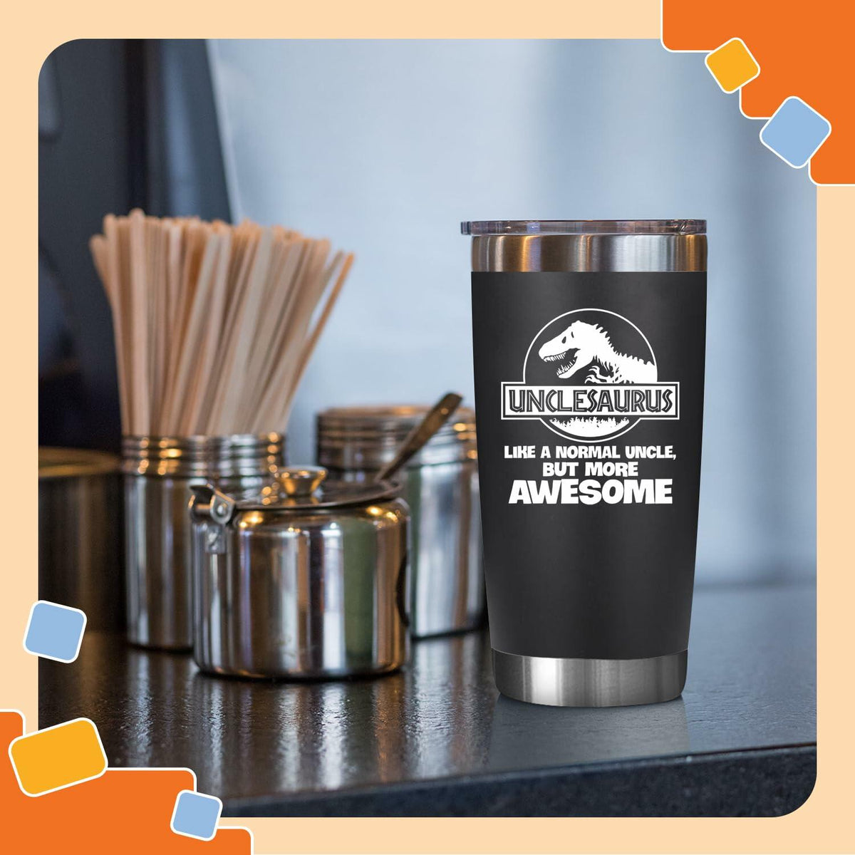 NewEleven Uncle Gift 20oz Tumbler from Niece/Nephew Funny Birthday Present
