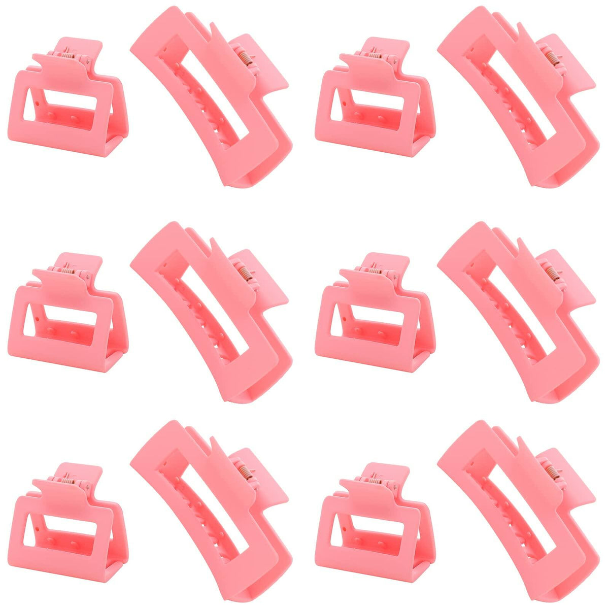 Alemaky 12 Pack Pink Square Rectangle Hair Claw Clips Non-slip Matte OPEN BOX