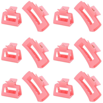 Alemaky 12 Pack Pink Square Rectangle Hair Claw Clips Non-slip Matte OPEN BOX