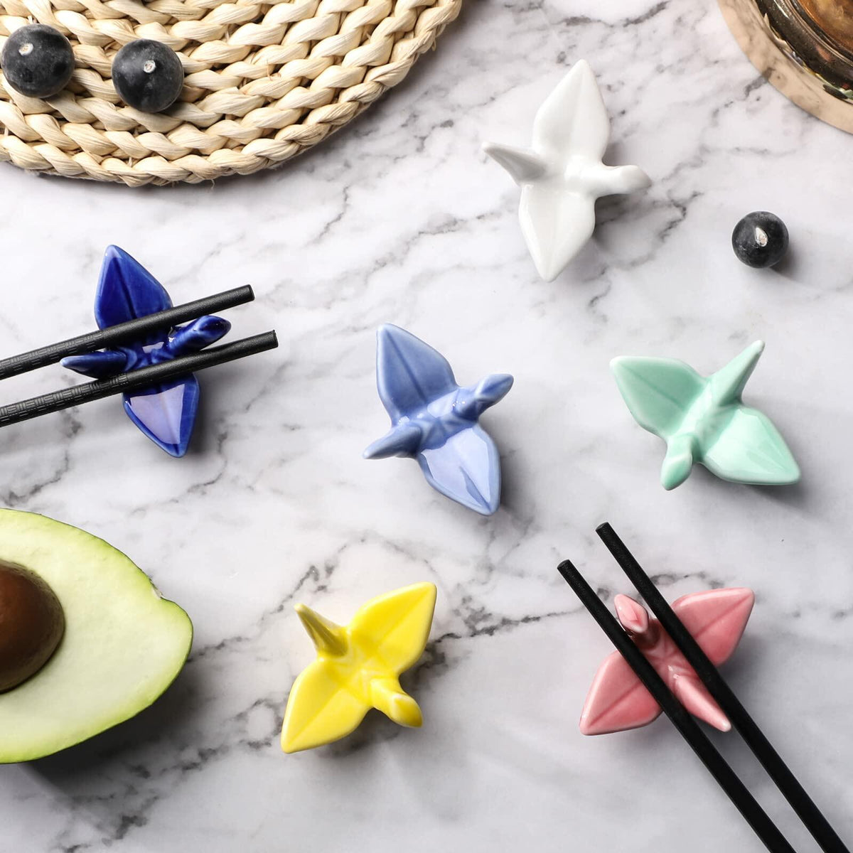 12 Pack Ceramic Chopstick Rest Porcelain Crane Tableware Holders