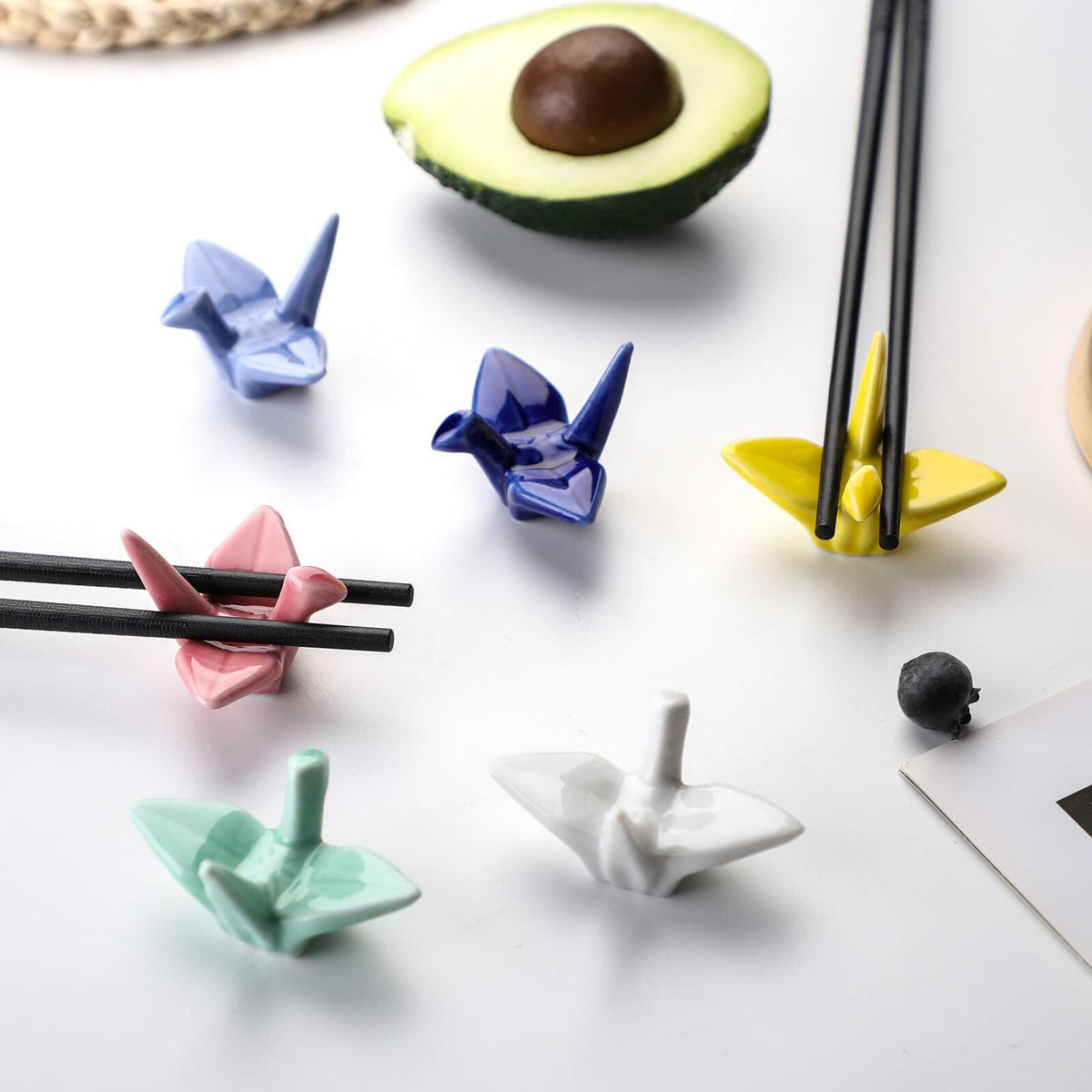 12 Pack Ceramic Chopstick Rest Porcelain Crane Tableware Holders