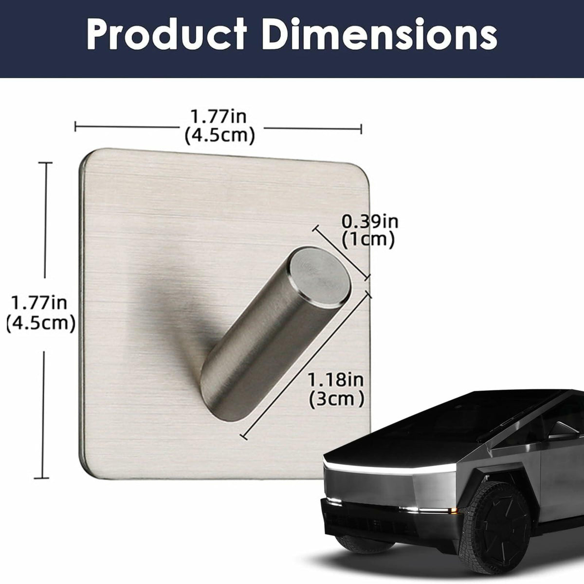 TSTESE 4PCS Stainless Steel Trunk Hooks for Tesla Cybertruck 2024-2025 Silver