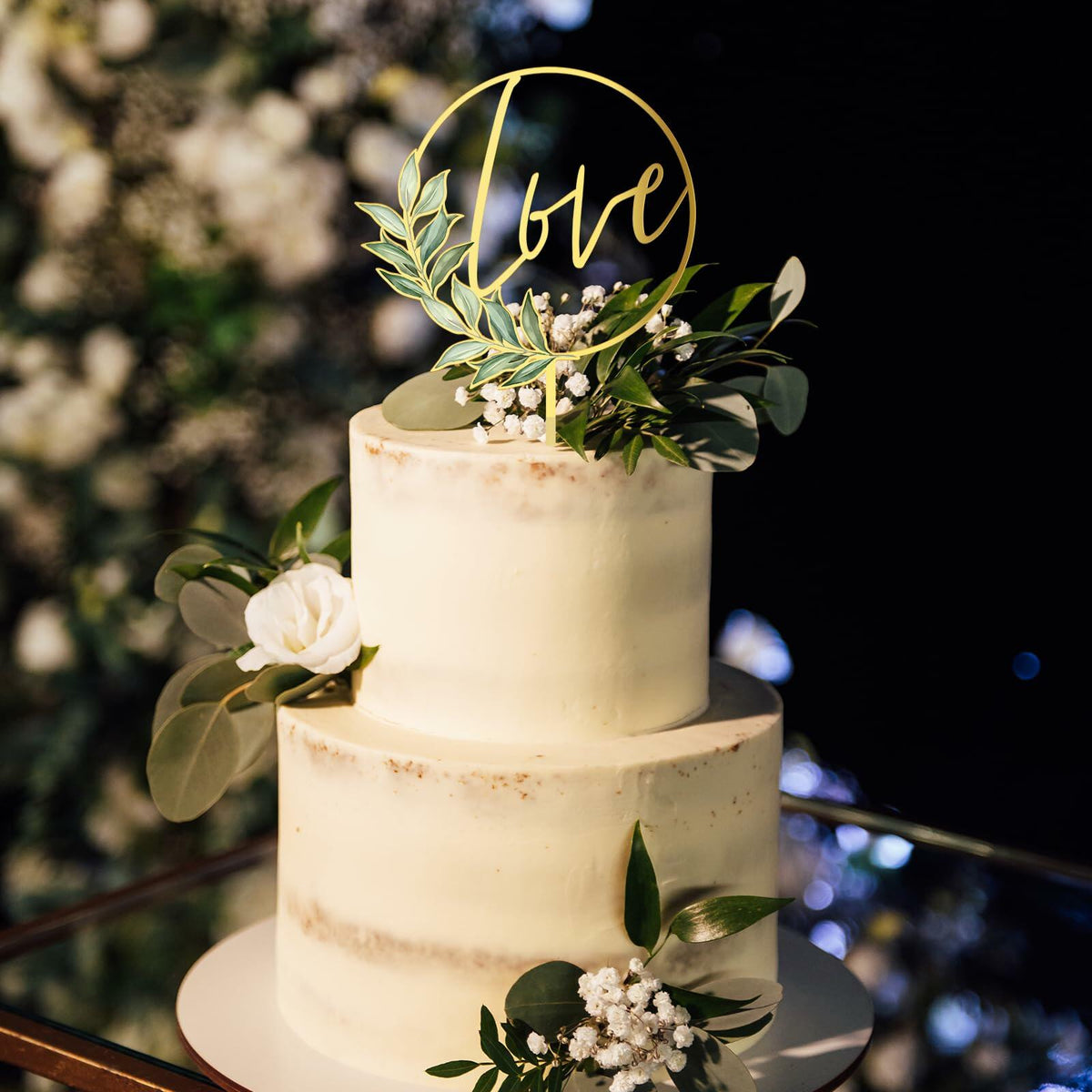Party to Be Love Wedding Cake Topper Gold Acrylic Love 01 Design 02