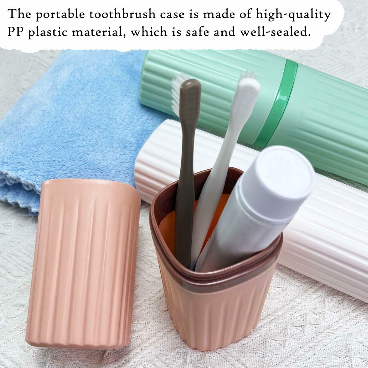FALIZIFU Pink Travel Toothbrush Case Portable Holder Bathroom Camping