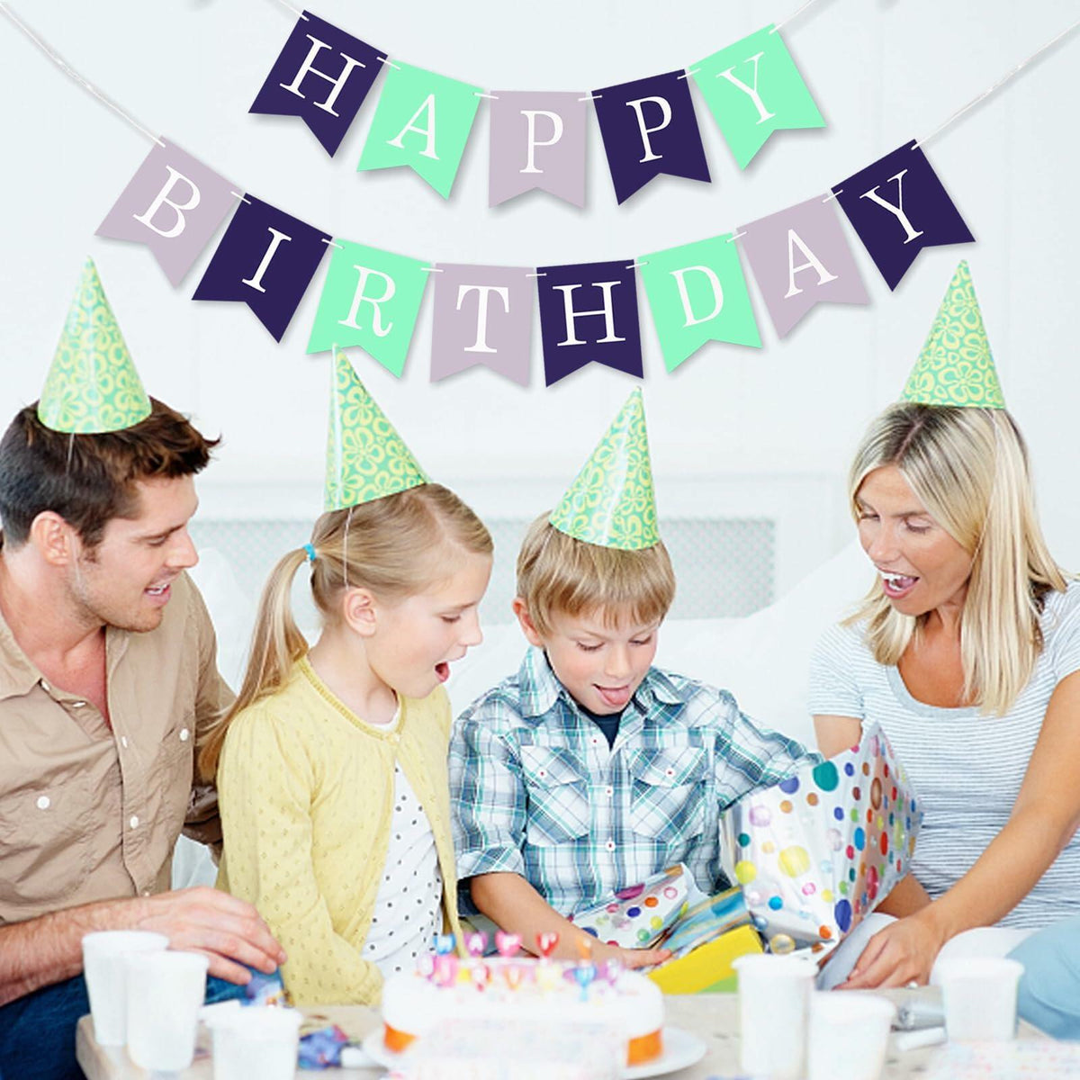 Imtively Happy Birthday Banner Purplish Paper Party Decoration