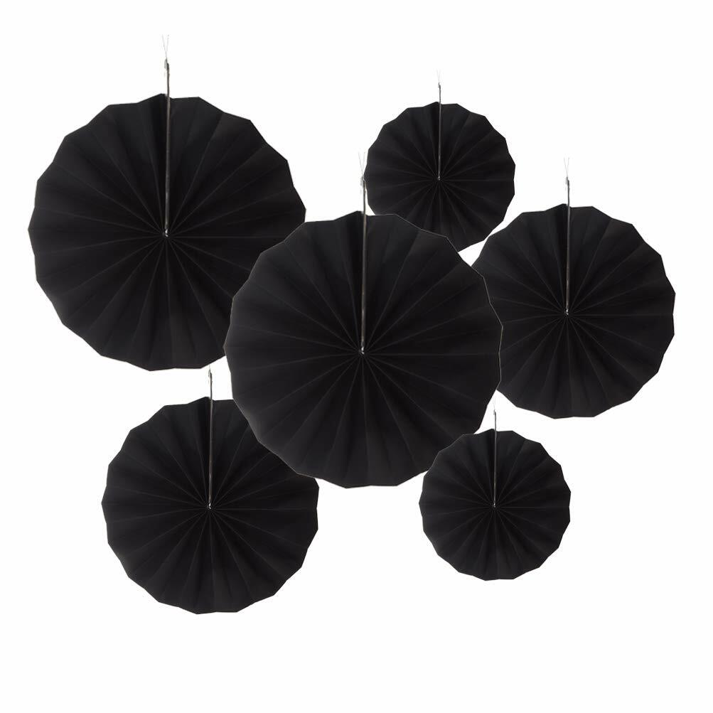MOWO Black Green Paper Fans Jungle Tropical Party Decoration 12pc