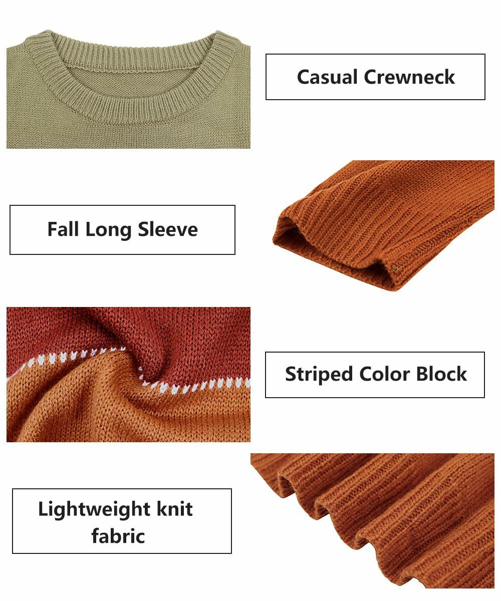 TIYOMI Plus Size Women's Crew Neck Long Sleeve Knit Sweater Striped Size XL