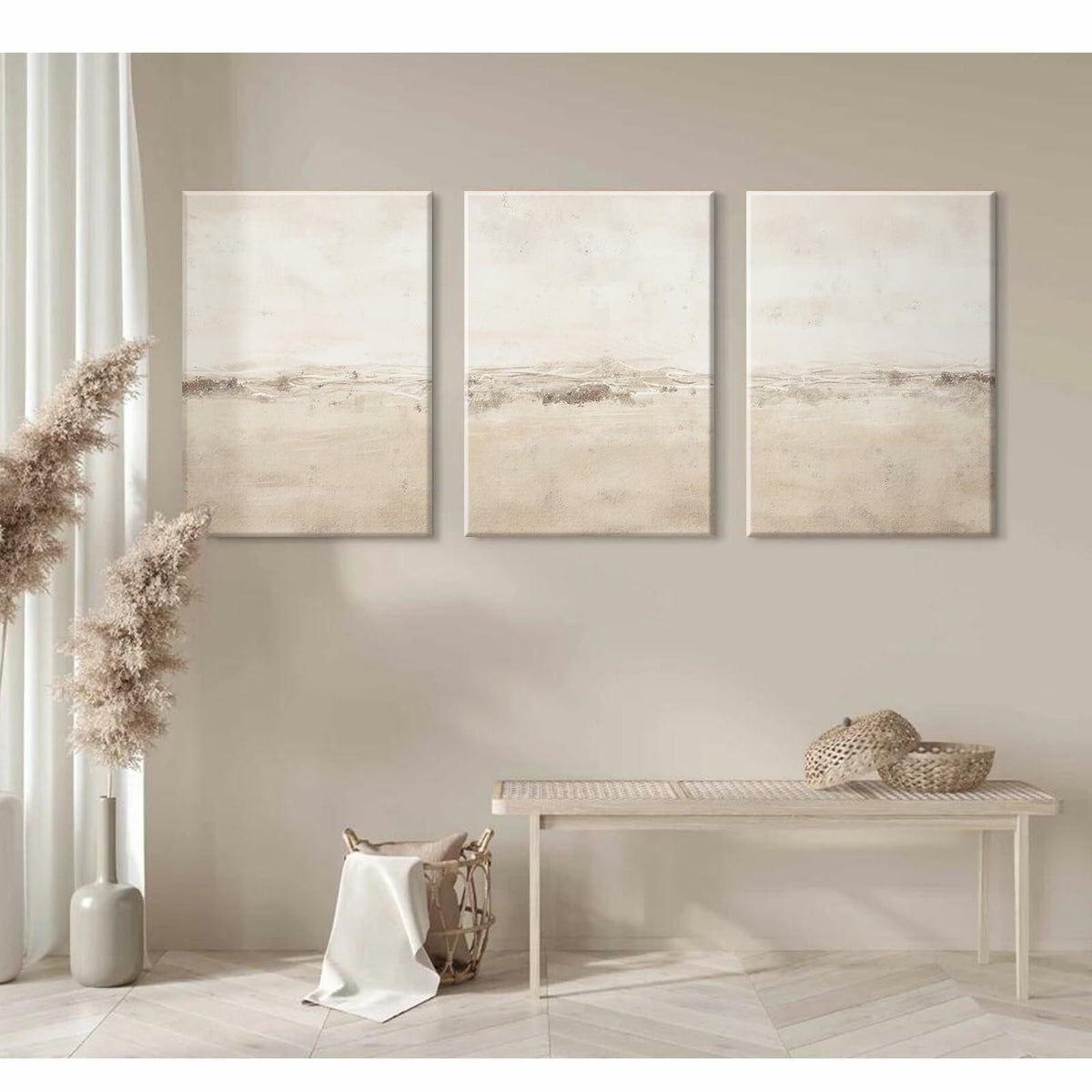 Baccone Mid Century Modern Wall Art Set of 3 Sage Green 12x16 Inch Canvas