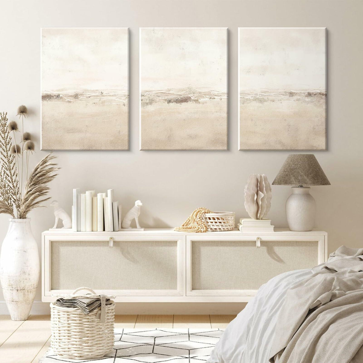 Baccone Mid Century Modern Wall Art Set of 3 Sage Green 12x16 Inch Canvas