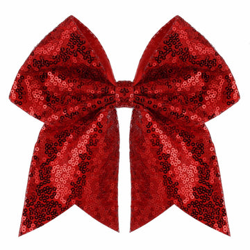 ZOLYCO Large 7" Glitter Cheer Bows Clips Hair Accessories Red 1Pcs
