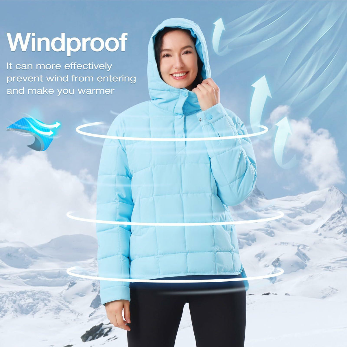 CAMELSPORTS Women's Lightweight Hooded Quilted Puffer Jacket Blue Size S