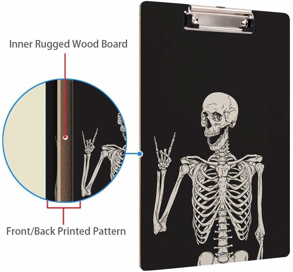 Britimes Wood Clipboard Nursing Clip Board Funny Skull Skeleton A4 Size