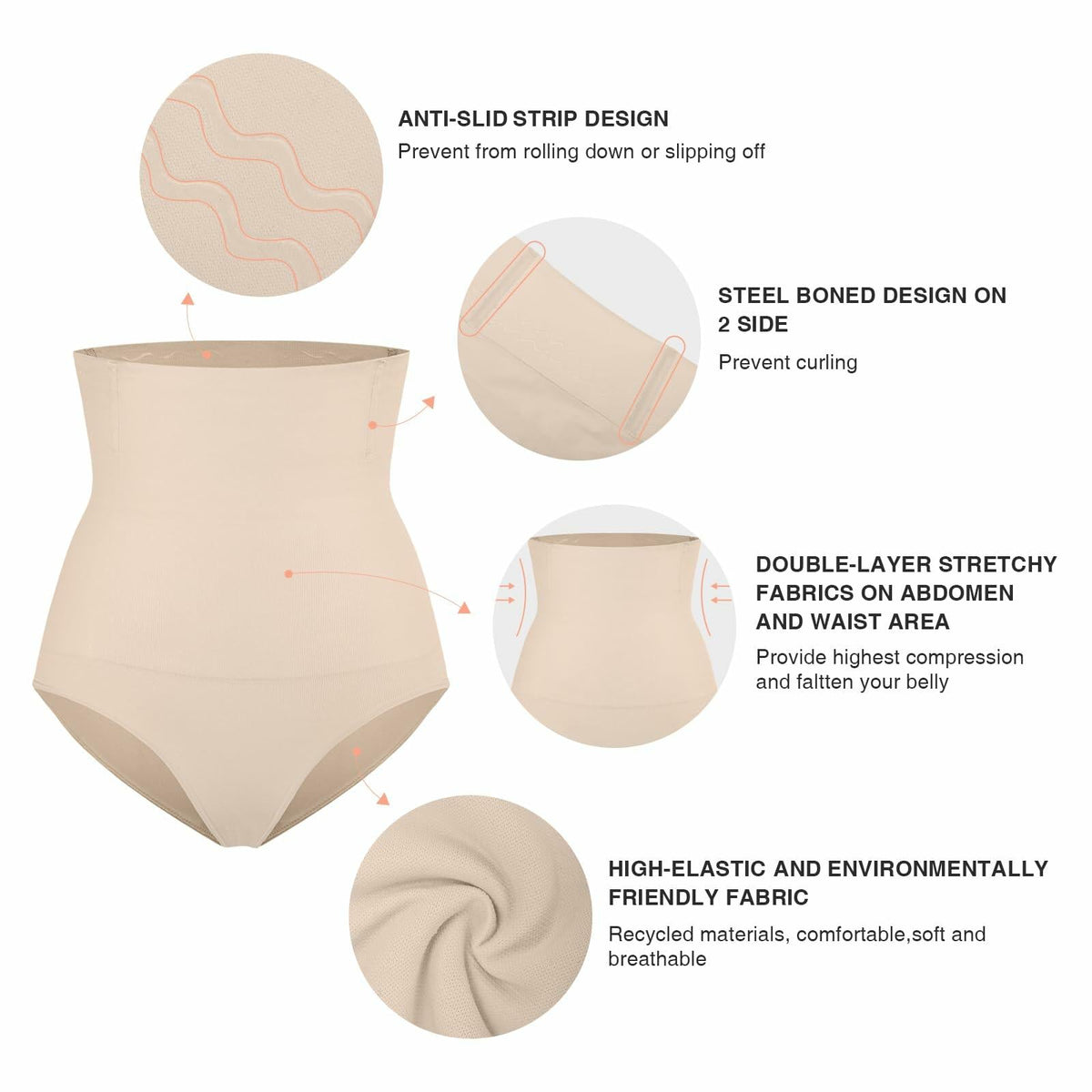 FeelinGirl Shapewear High Waisted Tummy Control Seamless Panties Size XL/XXL