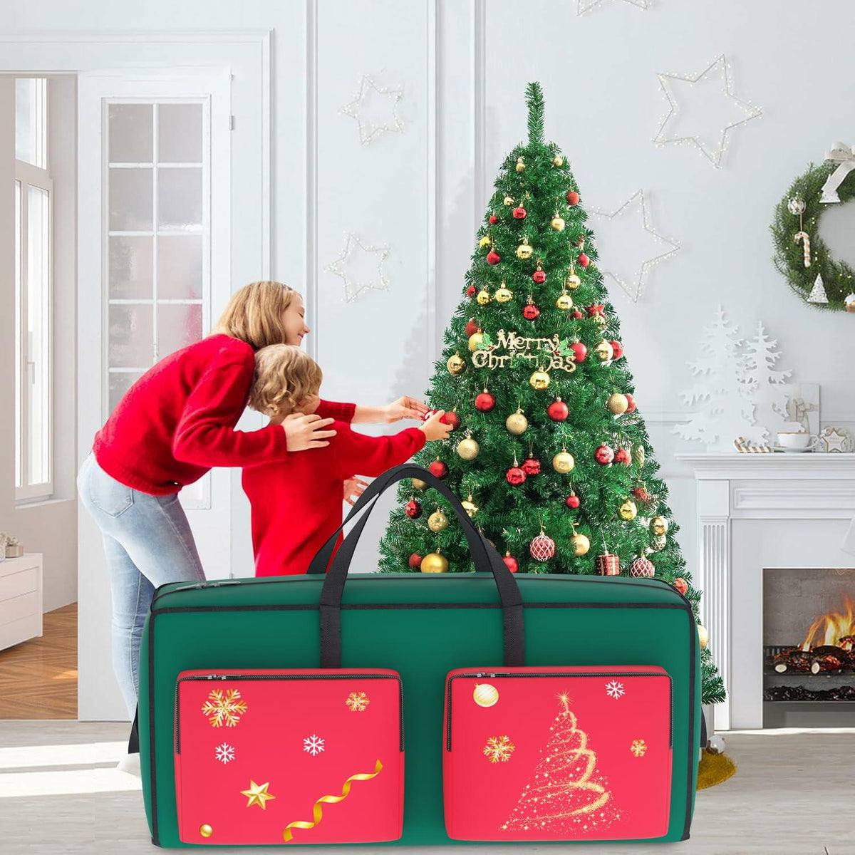 MODFUNS Christmas Tree Storage Bag 9ft Red 600D Oxford Waterproof 1 Pc