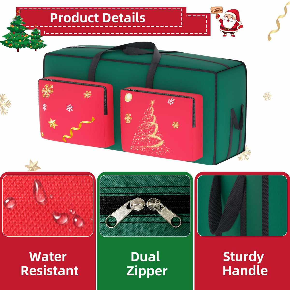 MODFUNS Christmas Tree Storage Bag 9ft Red 600D Oxford Waterproof 1 Pc
