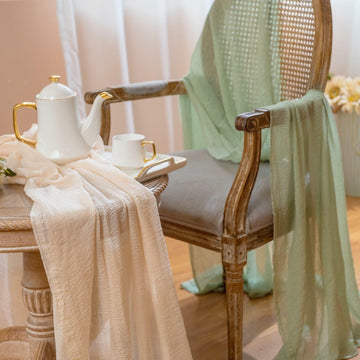 Sioipioi Sage Green Cheesecloth Table Runner 35x120 Inch 1 Pack