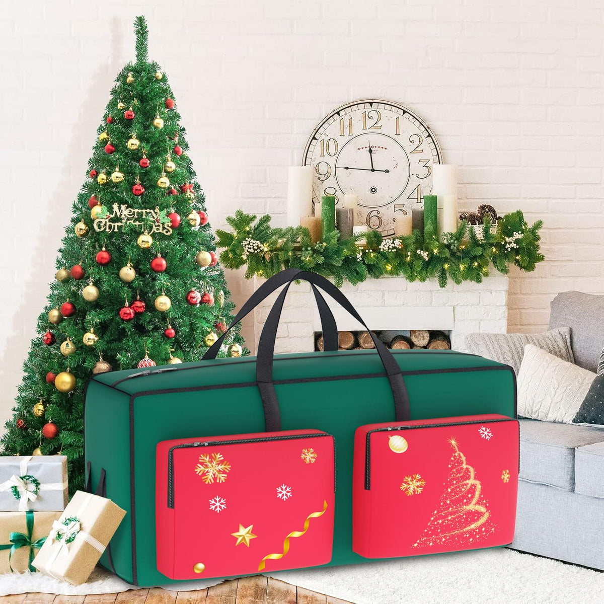 MODFUNS Christmas Tree Storage Bag 9ft Red 600D Oxford Waterproof 1 Pc
