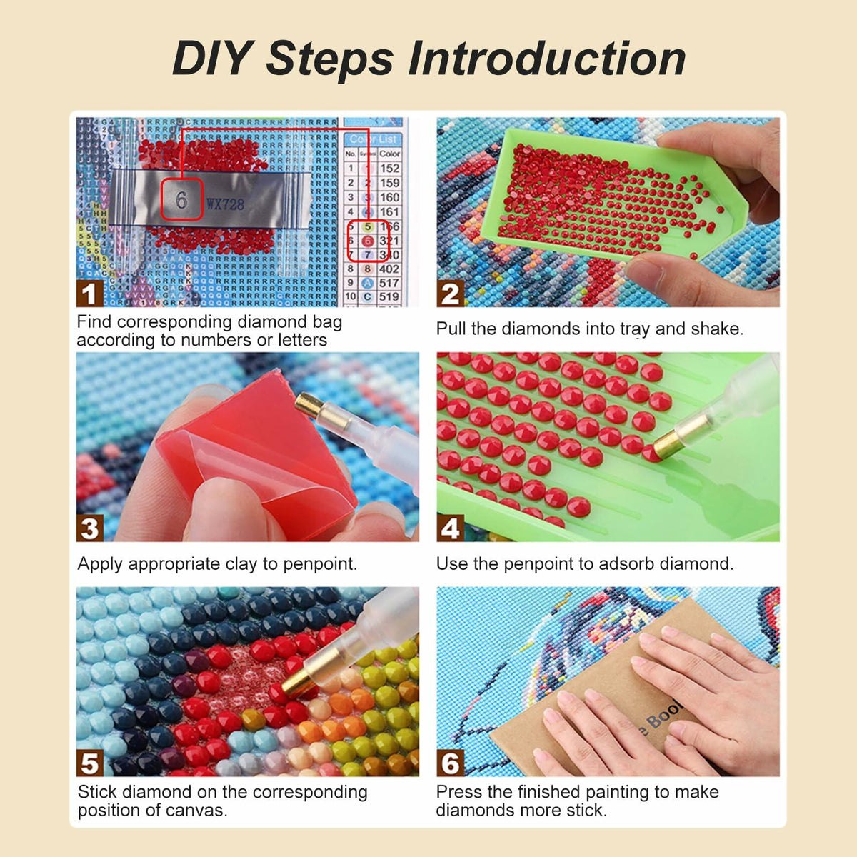 AMORARS 5D Diamond Painting Kit Flower DIY Art Deco Nature 12x12 Inch