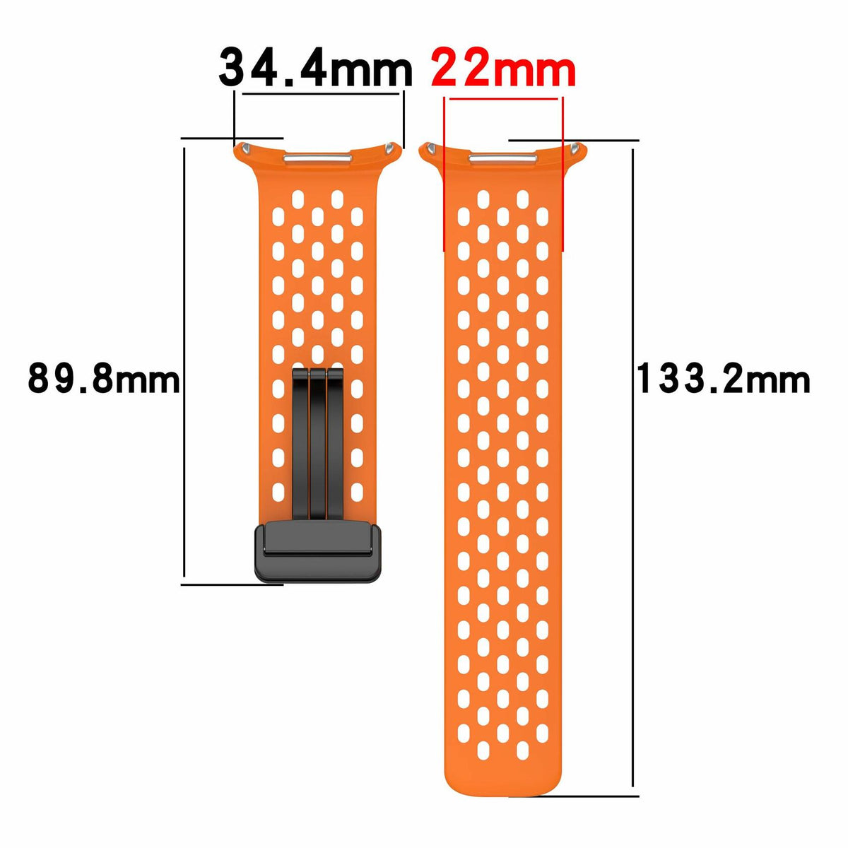 FitTurn Samsung Galaxy Watch Ultra 2 Silicone Sport Strap Orange 47mm