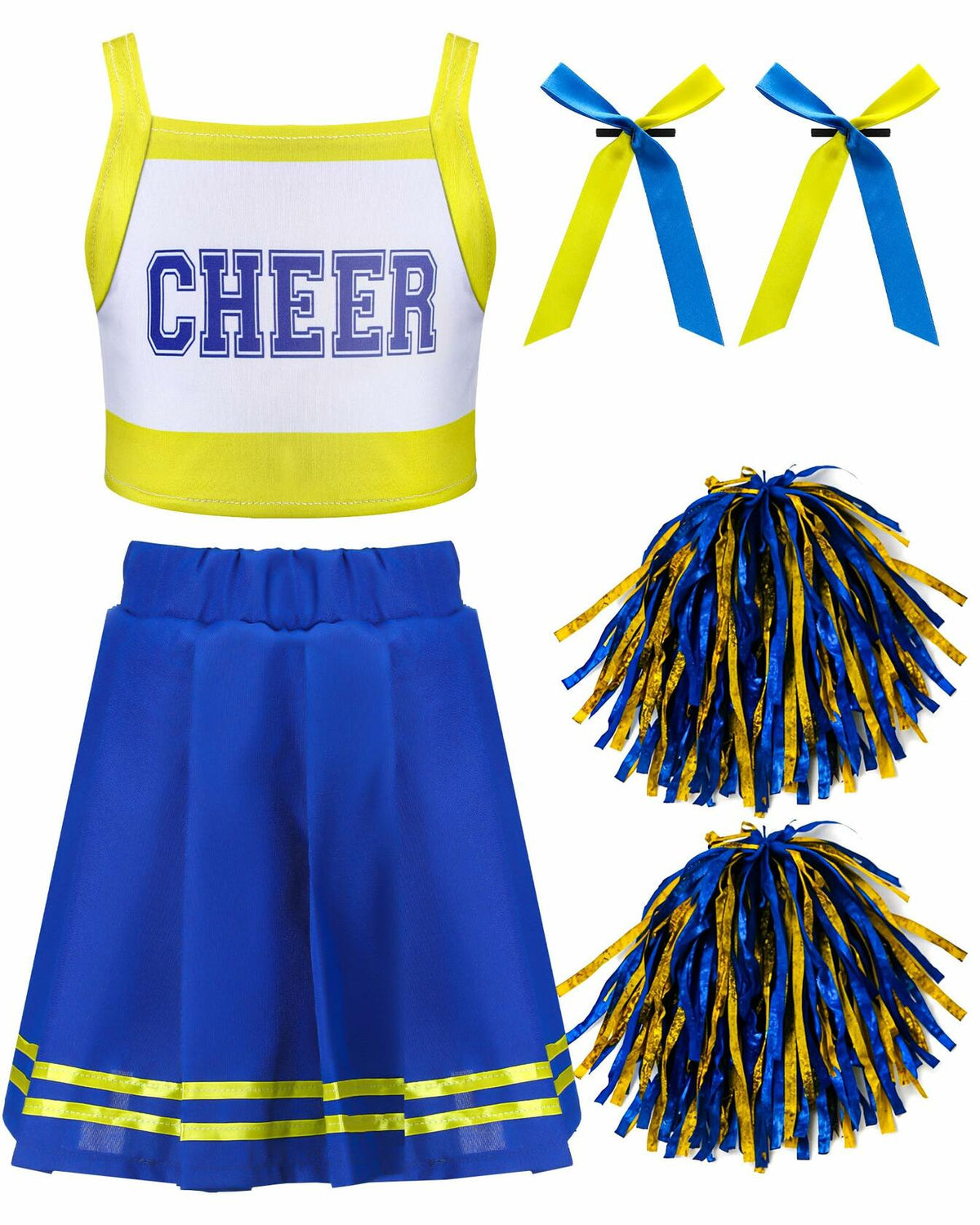 JenPen Girls Cheerleader Dress Crop Top Skirt Bow Hair Rope Ball Size L
