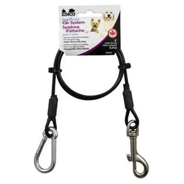 Zinco Heavy Duty Chew Proof Dog Car Leash Black Vinyl Coating Medium
