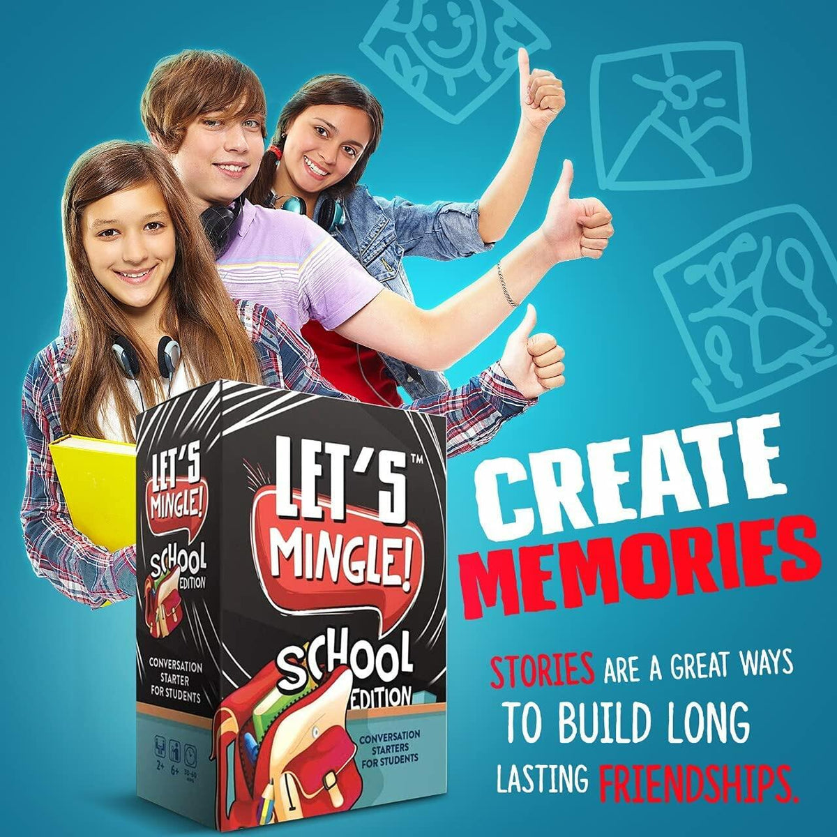 FUN TRIBE Let's Mingle Conversation Starters Game for Kids Ages6+ School Edition