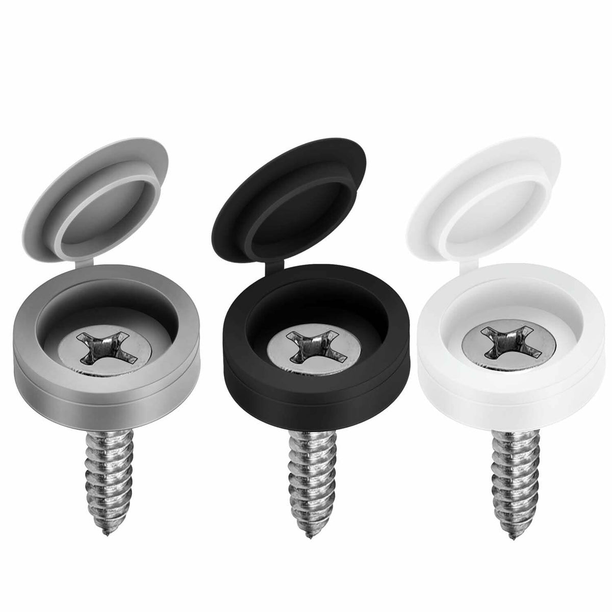 YDKOEDD 200pcs Plastic Hinged Screw Cover Caps Waterproof Black Large