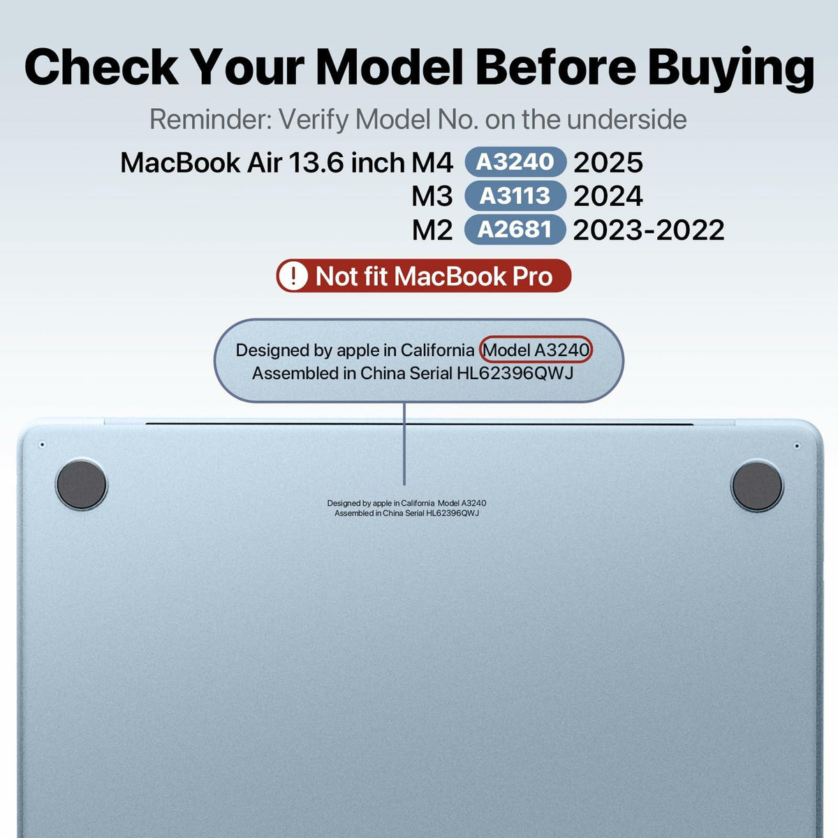 Macaset MacBook Air 13.6 inch Hard Shell Case Slim Armor Matte Turquoise