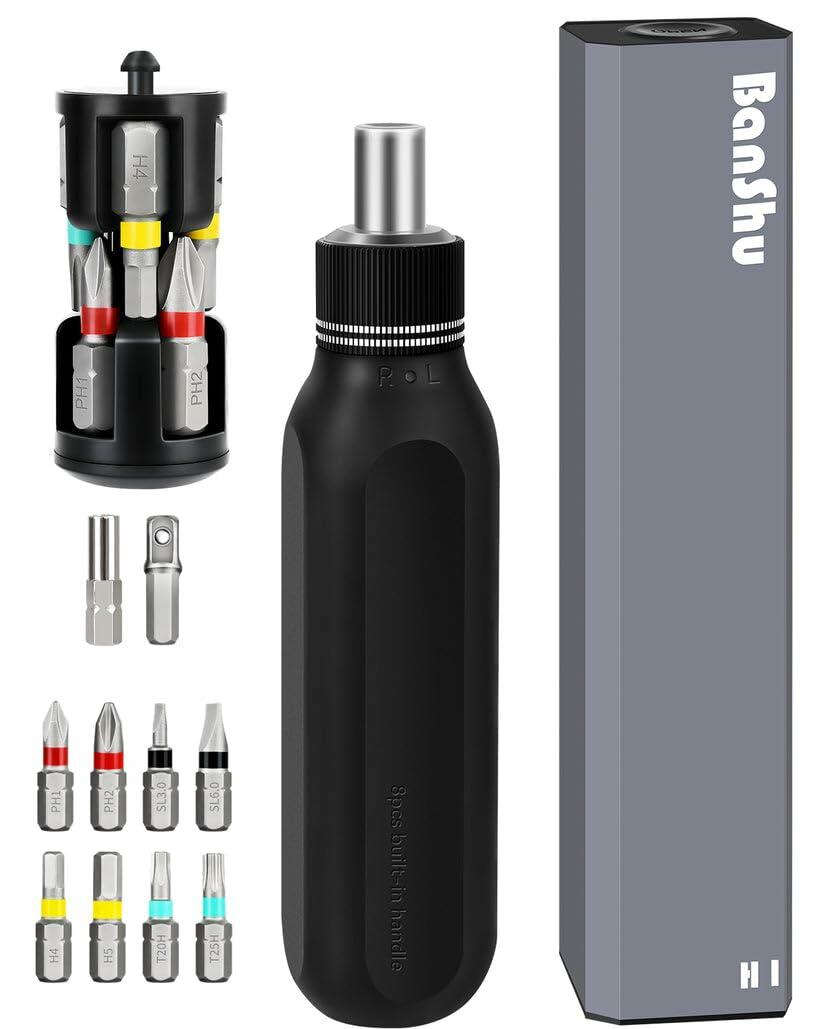 Banshu 12-in-1 Ratchet Screwdriver Set Magnetic Bits Case Colorful Alloy Steel