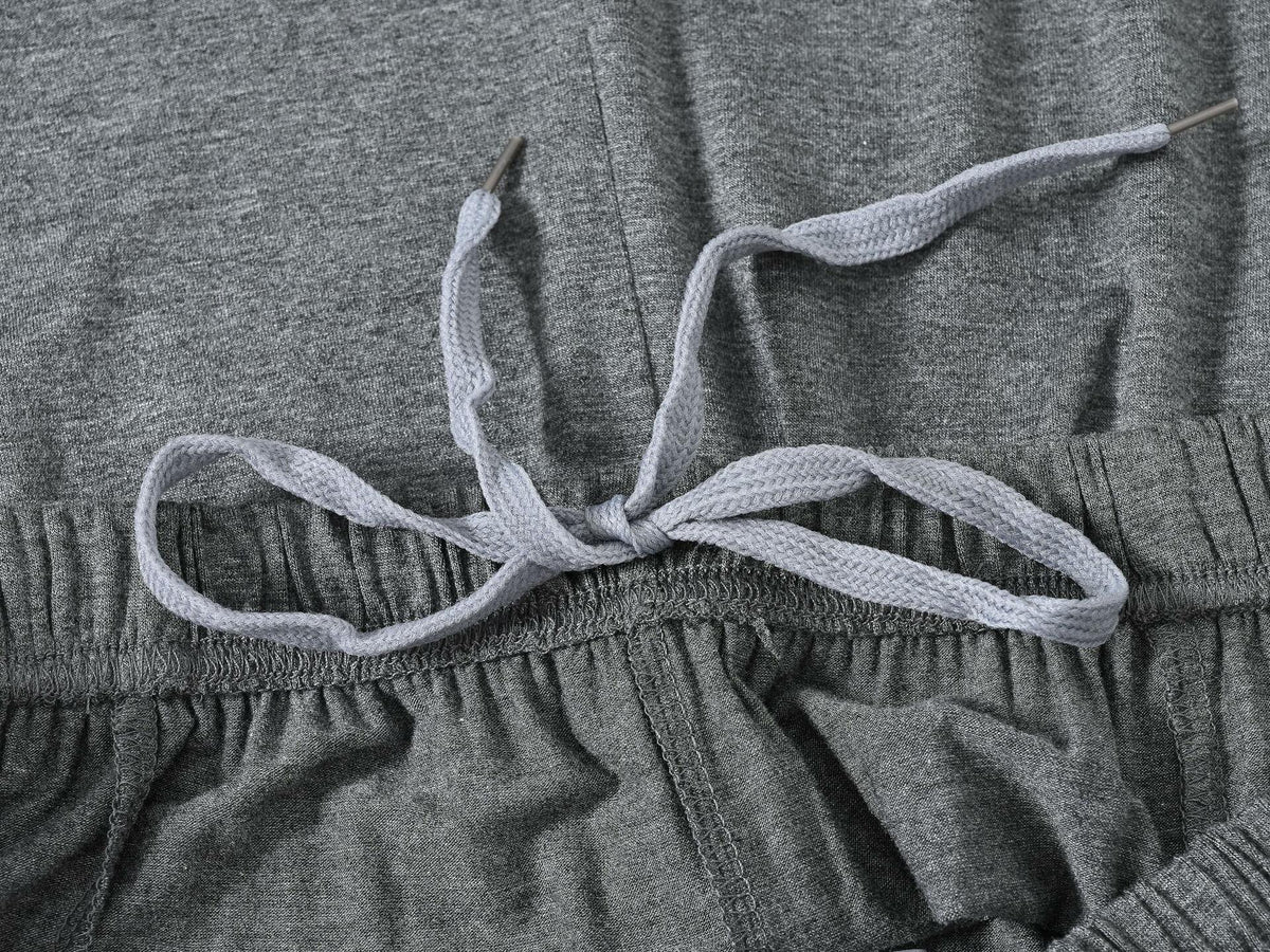MoFiz Mens Sleepwear Pajama Set Lightweight Cotton Dark Gray Light Grey Size XL