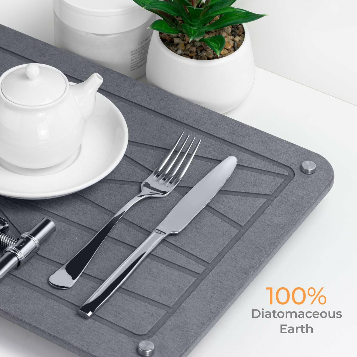 Zopanira Diatomaceous Earth Drying Stone Mat Gray 11.8x15.7 Kitchen Counter
