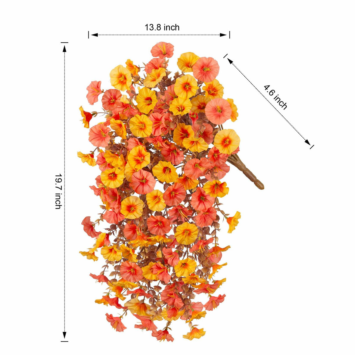 HyeFlora 2 PCS Faux Fall Hanging Flowers Plants UV Resistant Orange+Yellow