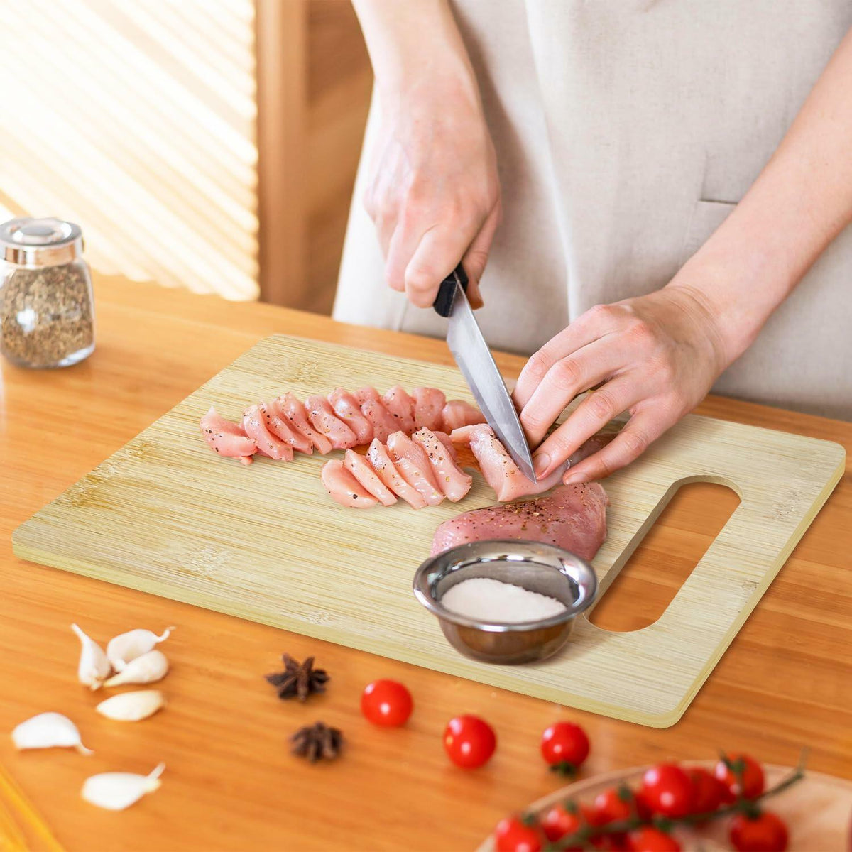 DOIUCRO Gifts for Mom Bamboo Kitchen Cutting Board Wooden Serving Board